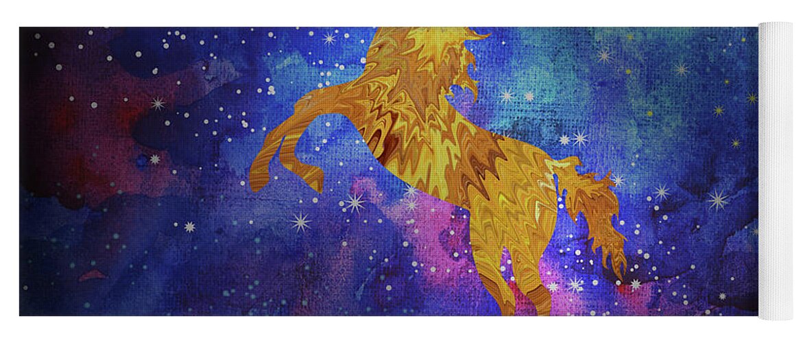 Pegasus Yoga Mat featuring the digital art Galaxy Unicorn by Sambel Pedes