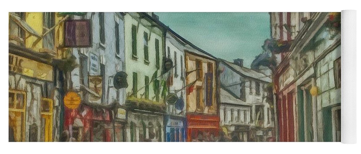 Ireland Yoga Mat featuring the painting Galway Street Scene by Jeffrey Kolker