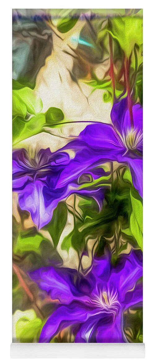 Clematis Yoga Mat featuring the photograph Garden Flowers Painting by Debra and Dave Vanderlaan