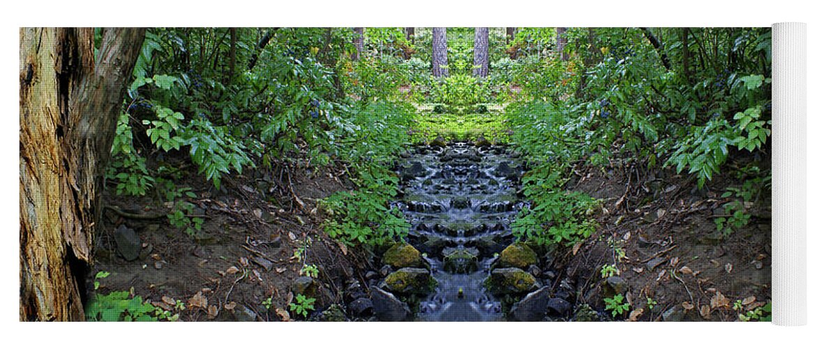 Nature Art Yoga Mat featuring the photograph Garden Springs Creek Peace in a Redwood Bark Frame with Overflow 8x10 format by Ben Upham III