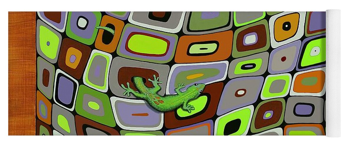 Kim Mcclinton Yoga Mat featuring the painting Gecko Limbo by Kim McClinton
