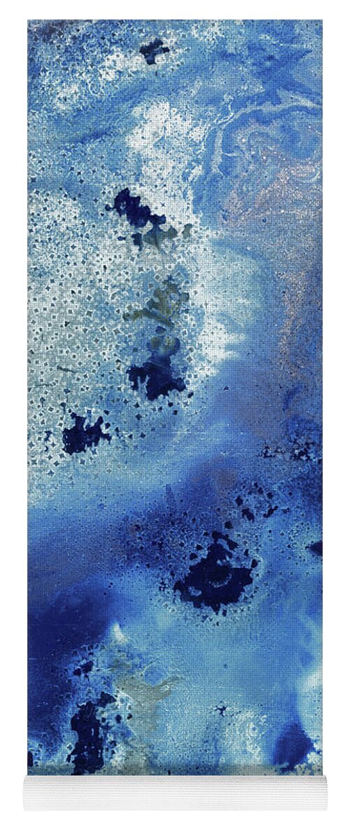 Beach Art Yoga Mat featuring the painting Gem Of The Sea Salty Blue Waves Of Crystals Watercolor Beach Art Decor VI by Irina Sztukowski
