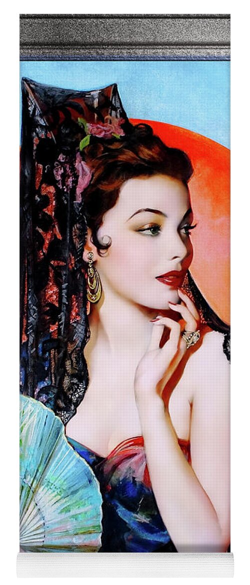 Gene Tierney Yoga Mat featuring the painting Gene Tierney as Lola Montez by Henry Clive Vintage Xzendor7 Old Masters Art Reproductions by Rolando Burbon