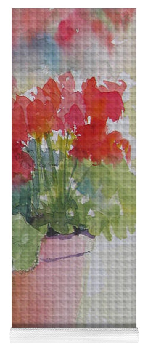 Geraniums Yoga Mat featuring the painting Geraniums by Linda Anderson