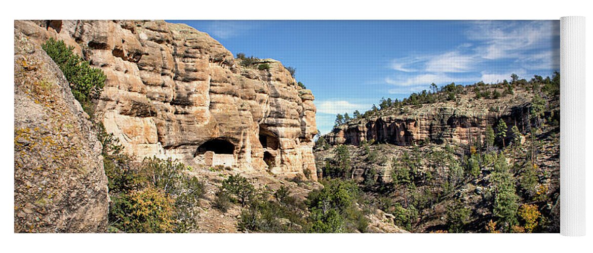 Gila Cave Dwellings Yoga Mat featuring the photograph Gila Cliff Dwellings by Endre Balogh