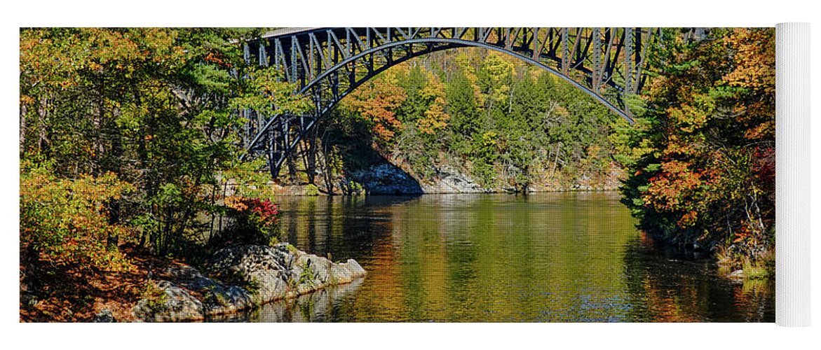 Gill Yoga Mat featuring the photograph Gill MA French King Bridge Fall Foliage Erving MA by Toby McGuire