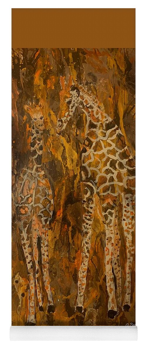 Giraffe Yoga Mat featuring the painting Giraffe Abstract by Anne Sands