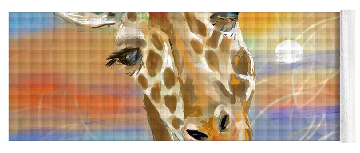 Giraffe Yoga Mat featuring the digital art Giraffe by Elaine Pawski