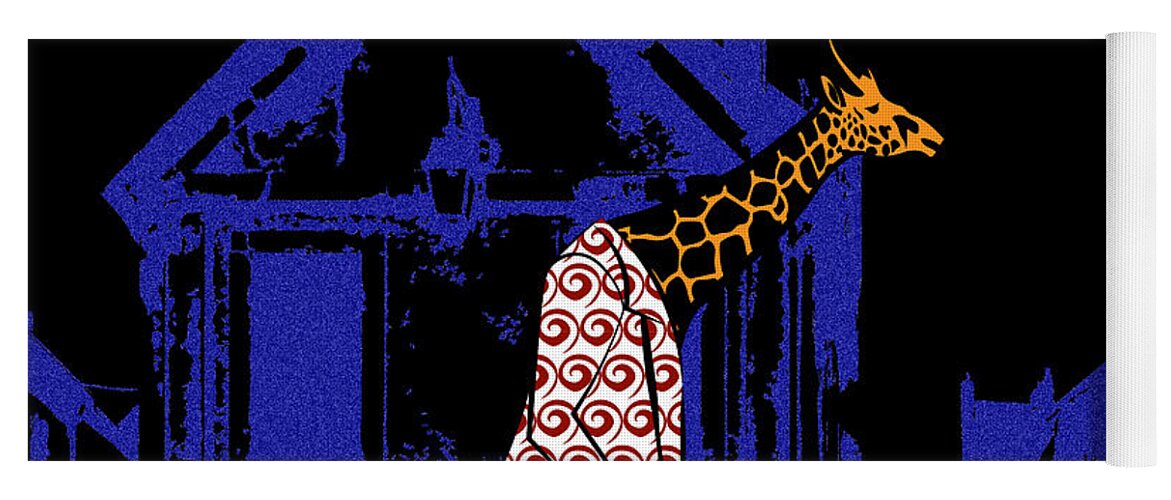 Giraffes Yoga Mat featuring the digital art Giraffes night walk by Piotr Dulski