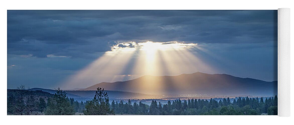 Crepuscular Yoga Mat featuring the photograph God Rays by Randy Robbins