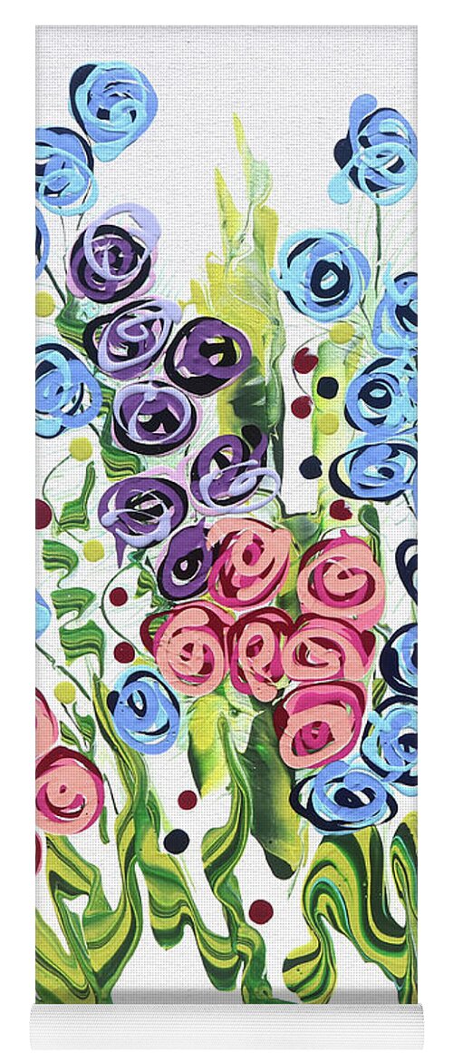 Fluid Acrylic Painting Yoga Mat featuring the painting Godfrey's Garden by Jane Crabtree