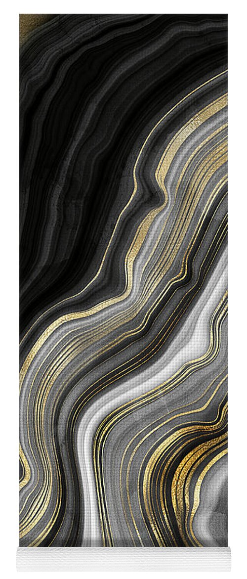 Gold And Black Agate Yoga Mat featuring the painting Gold And Black Agate by Modern Art