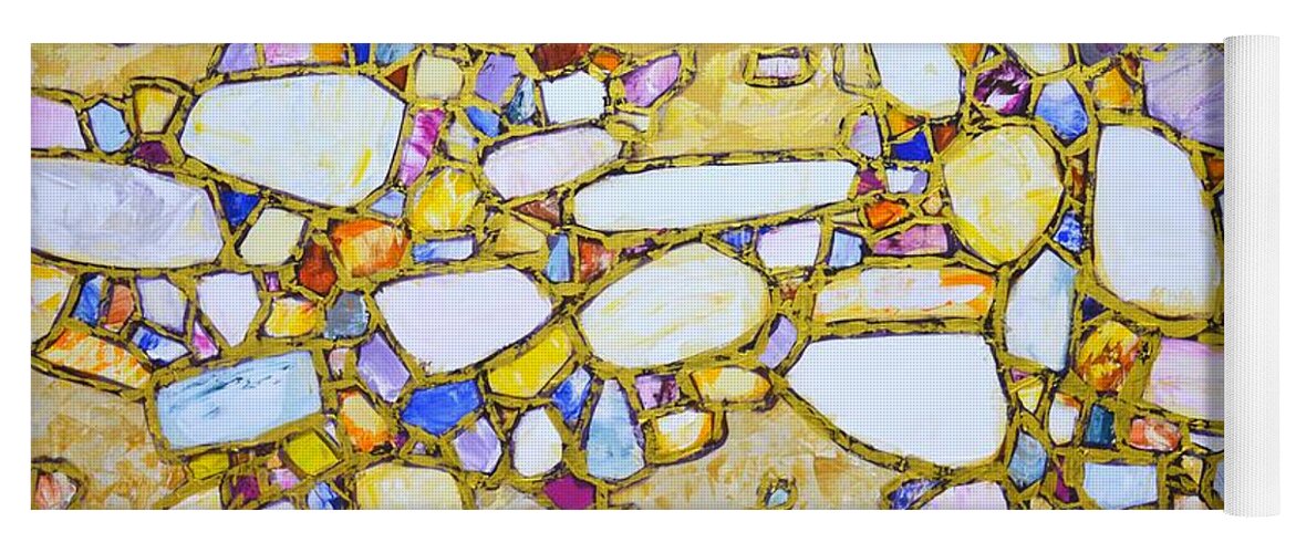 Stones Yoga Mat featuring the painting Gold around 2. by Irina Mask
