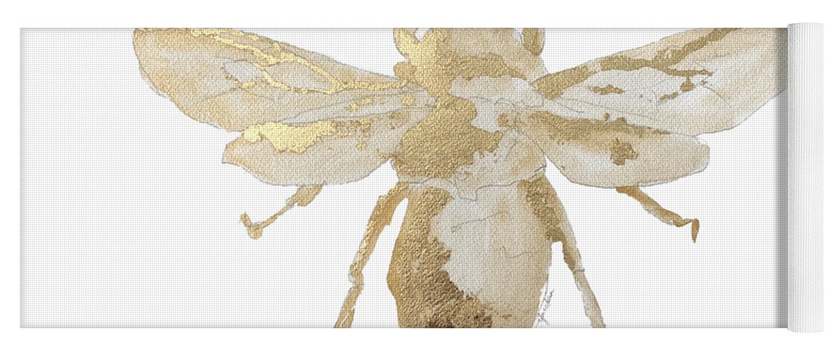 Bee Yoga Mat featuring the painting Gold Bee by Liana Yarckin