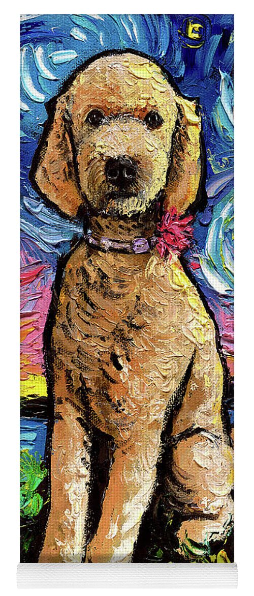 Golden Doodle Yoga Mat featuring the painting Golden Doodle Night 2 by Aja Trier
