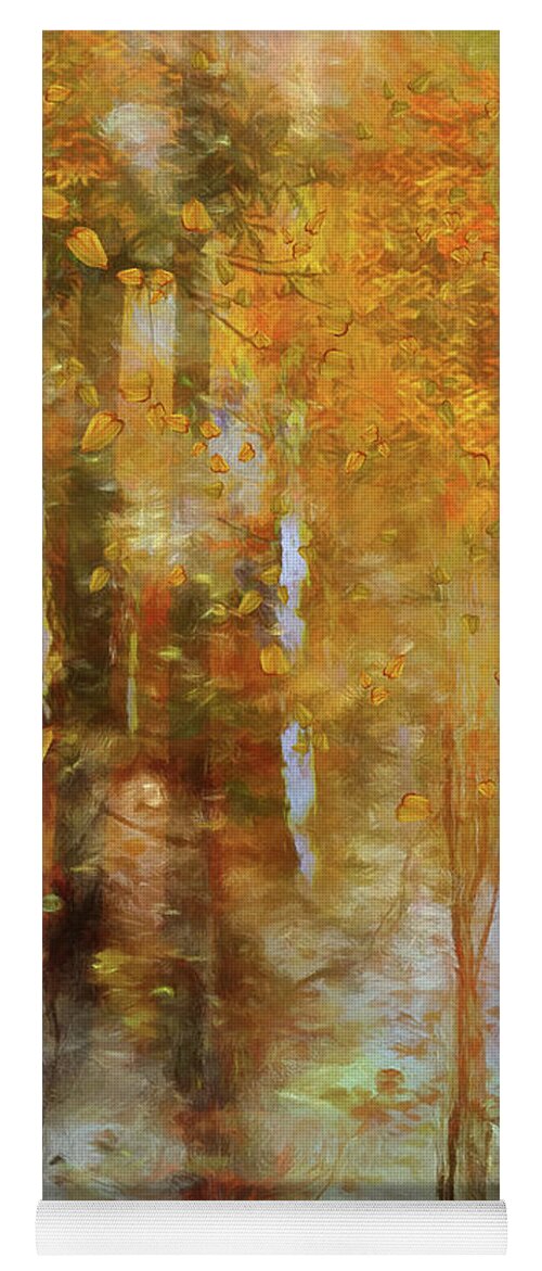Trees Yoga Mat featuring the digital art Golden Fall Impressions by Barbara Mierau-Klein