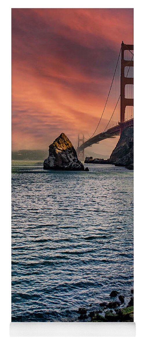 Landscape Yoga Mat featuring the photograph Golden Gate Sunset by Devin Wilson