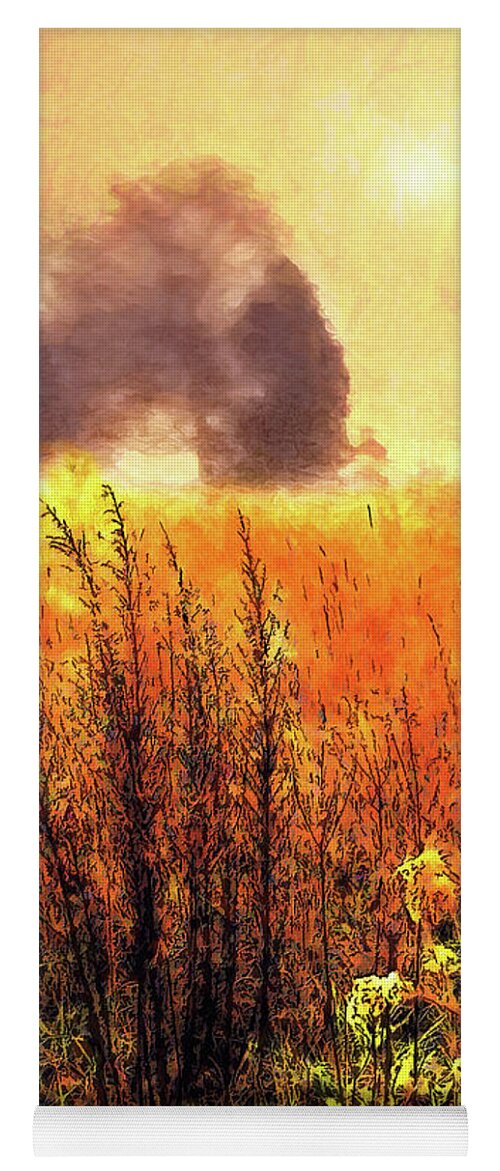 North Carolina Yoga Mat featuring the painting Golden Grasses ap by Dan Carmichael