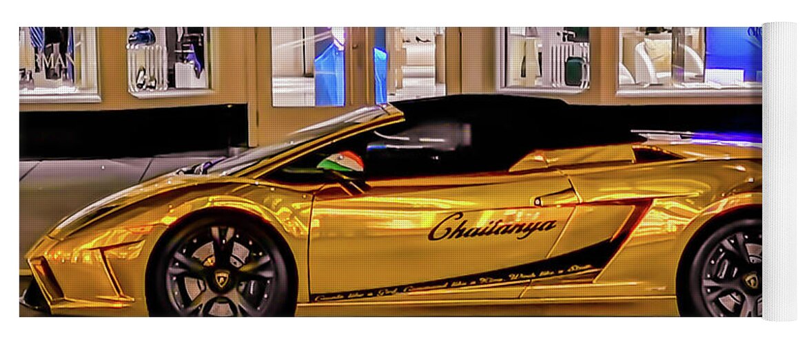Lambo Yoga Mat featuring the photograph Golden Lambo by James Canning