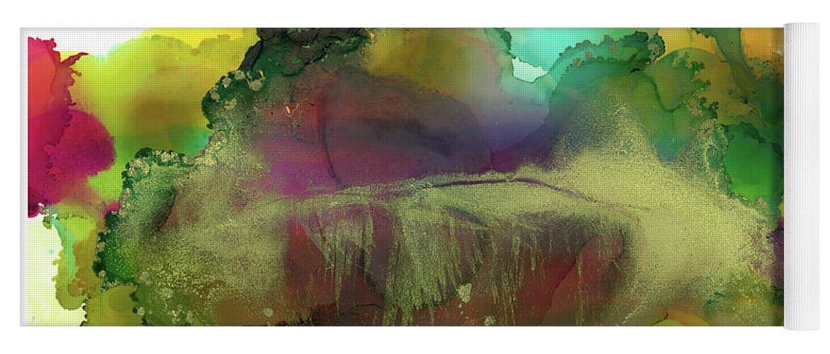 Abstract Yoga Mat featuring the painting Golden River by Katy Bishop
