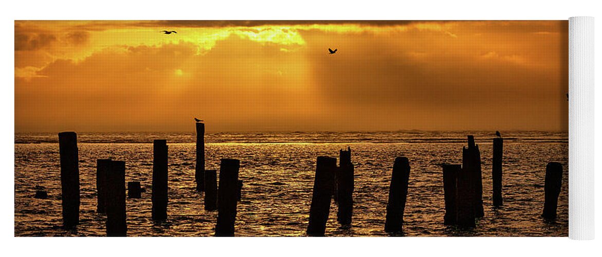 North Carolina Yoga Mat featuring the photograph Golden Sunrise on OBX by Dan Carmichael