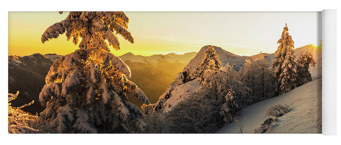 Balkan Mountains Yoga Mat featuring the photograph Golden Winter by Evgeni Dinev