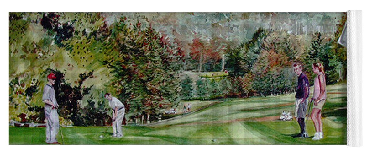 Golf Yoga Mat featuring the painting Golfing in Vermont by P Anthony Visco