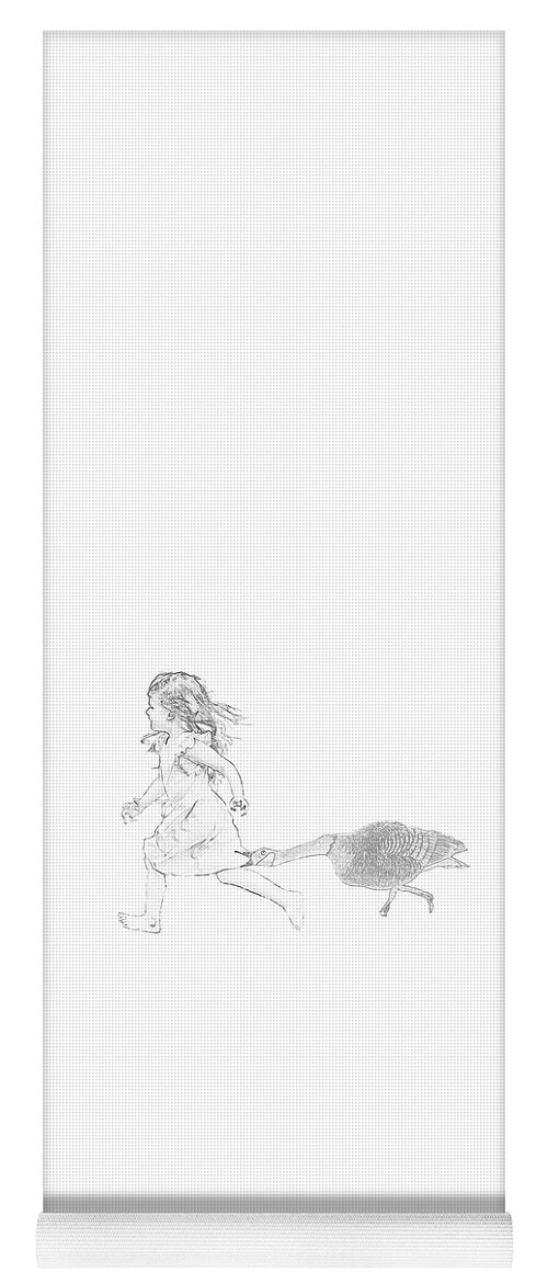 Girl Yoga Mat featuring the mixed media Goose Girl by Moira Law