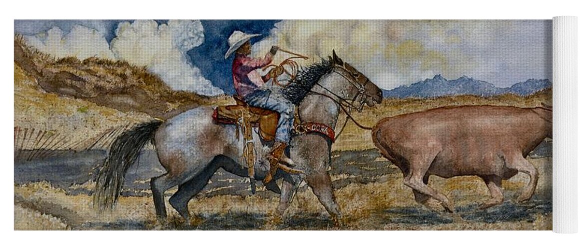 Rodeo Yoga Mat featuring the painting Gotcha by John Glass