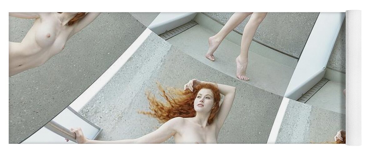 Naked Yoga Mat featuring the digital art Graceful Tangerine Harmony by Stephane Poirier