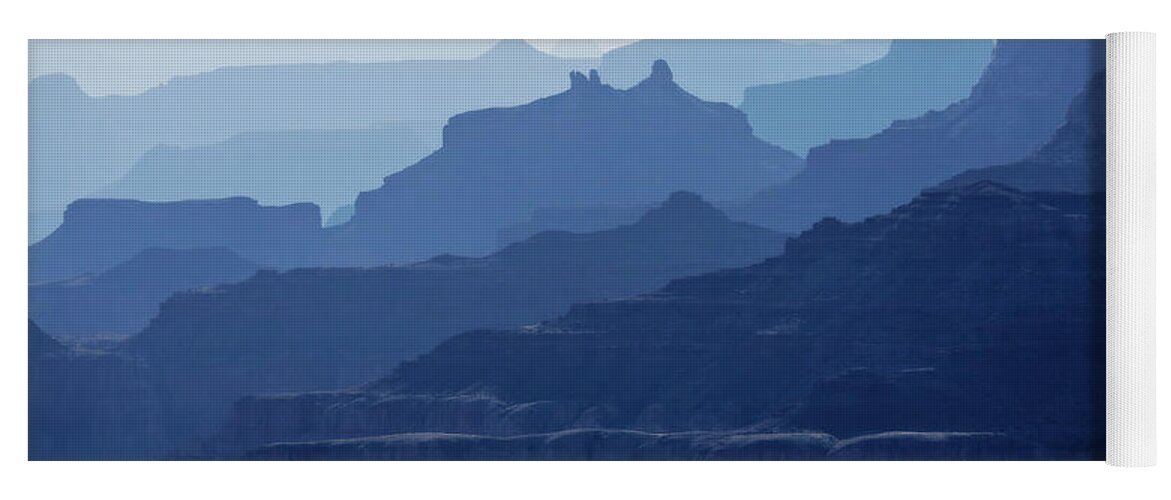 Grand Canyon Yoga Mat featuring the photograph Grand Canyon blue silhouettes by Tatiana Travelways