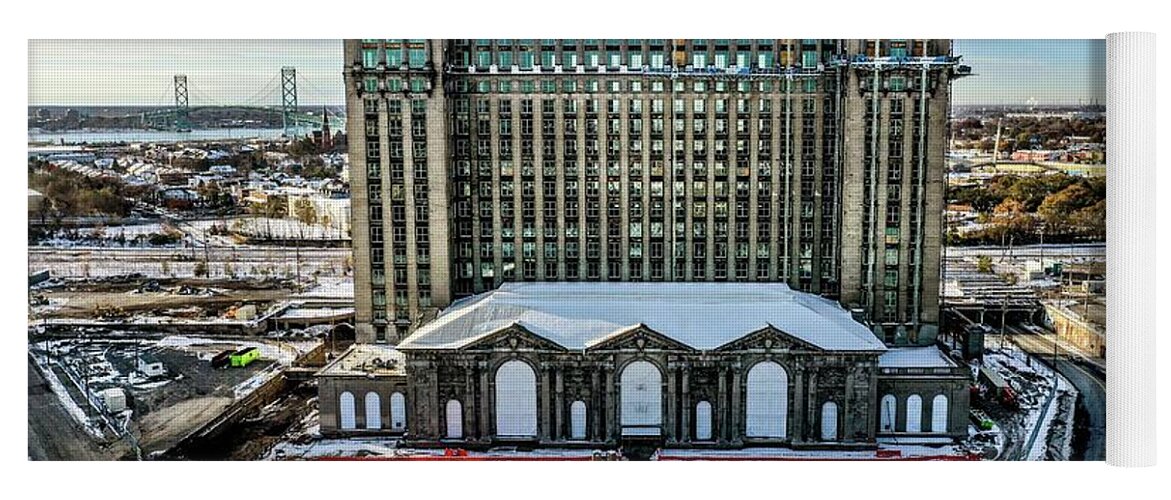 Detroit Yoga Mat featuring the photograph Grand Central DJI_0462 by Michael Thomas