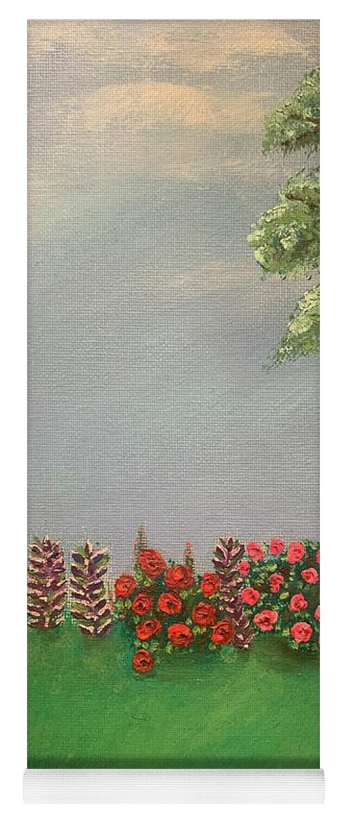 Oil Yoga Mat featuring the painting Grandmas Garden by Lisa White