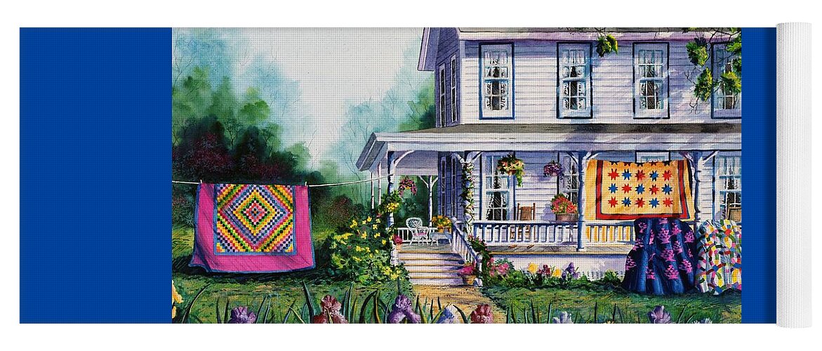 Farm House Yoga Mat featuring the painting Grandma's Treasures by Diane Phalen
