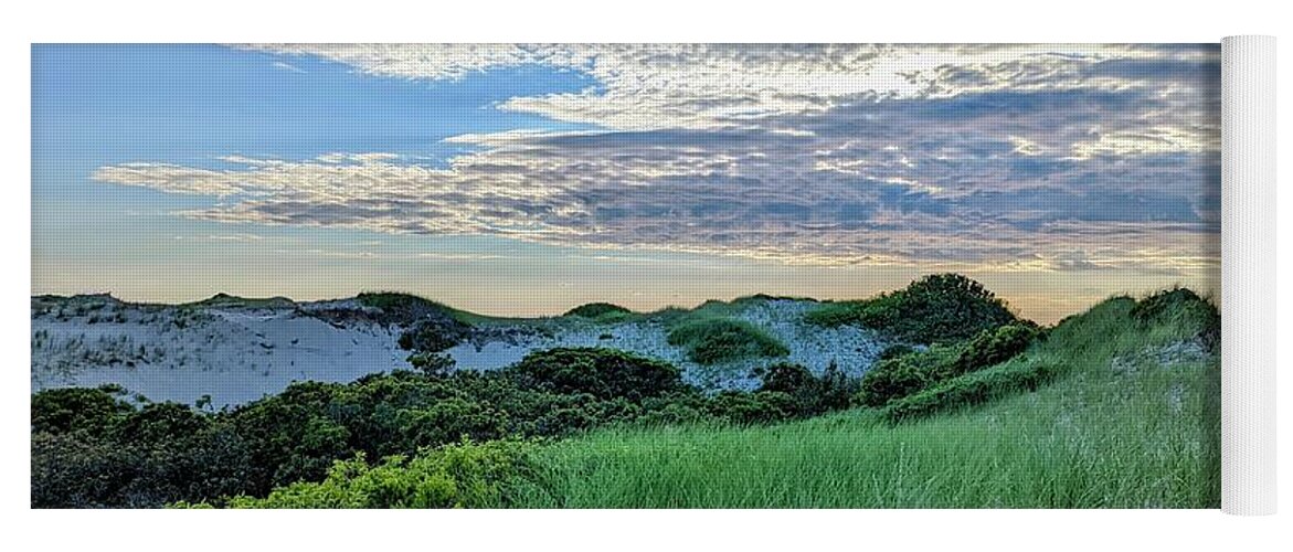 Cape Cod National Seashore Yoga Mat featuring the photograph Grassy Winding Dunes by Annalisa Rivera-Franz