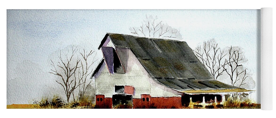Rural Landscape Yoga Mat featuring the painting Graves Co Barn #2 by William Renzulli