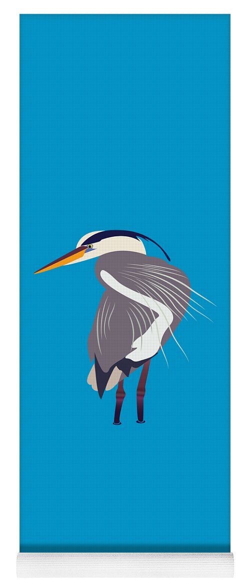 Great Blue Heron Yoga Mat featuring the digital art Great Blue Heron, Bird, by David Millenheft