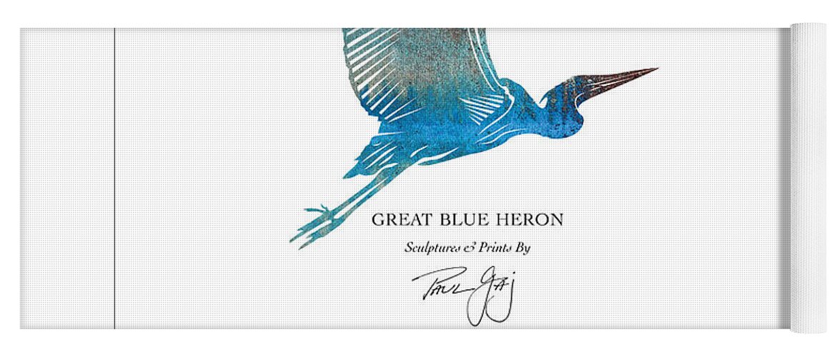 Heron Yoga Mat featuring the mixed media Great Blue Heron by Paul Gaj
