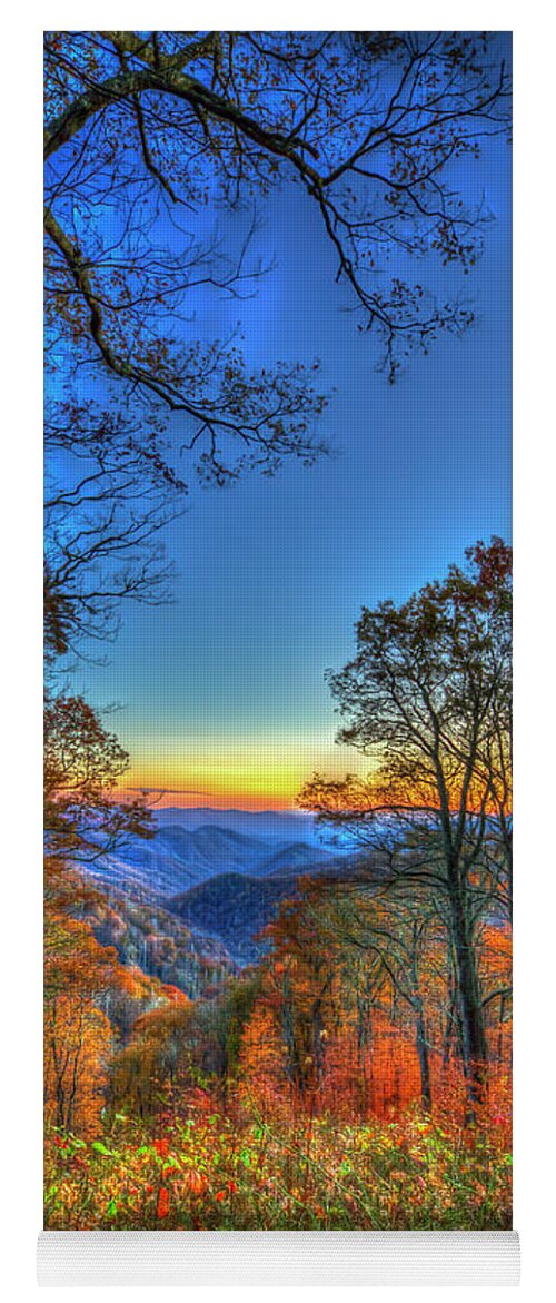 Reid Callaway Great Smokey Mountains Yoga Mat featuring the photograph Great Smoky Mountains Fall Sunset 2 Tennessee North Carolina Landscape Art by Reid Callaway