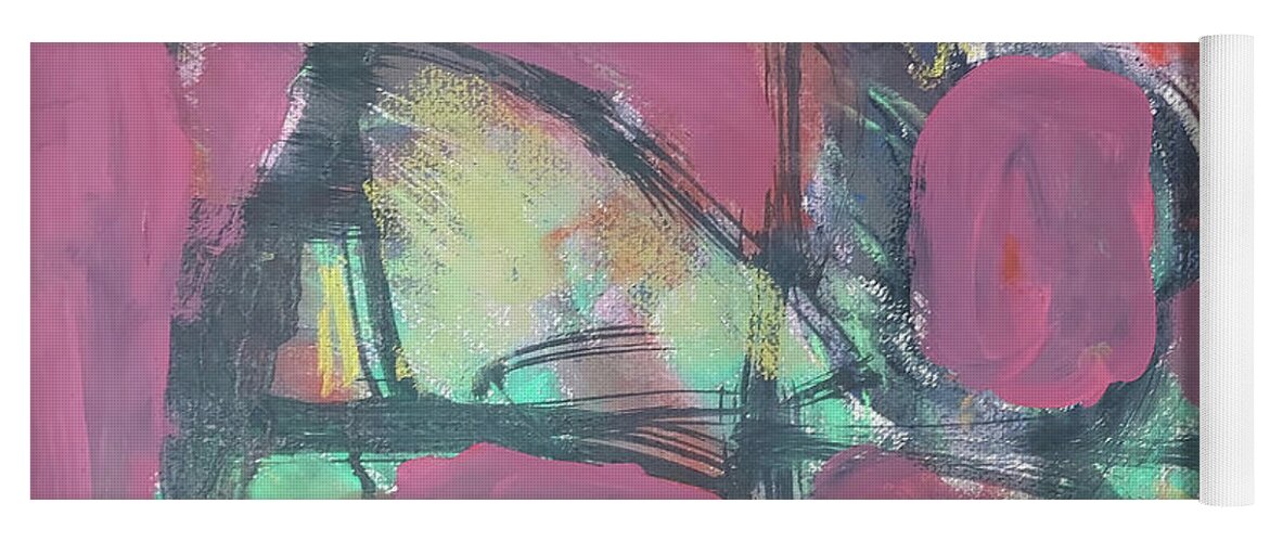 Organic Art Yoga Mat featuring the pastel Green by Cathy Anderson