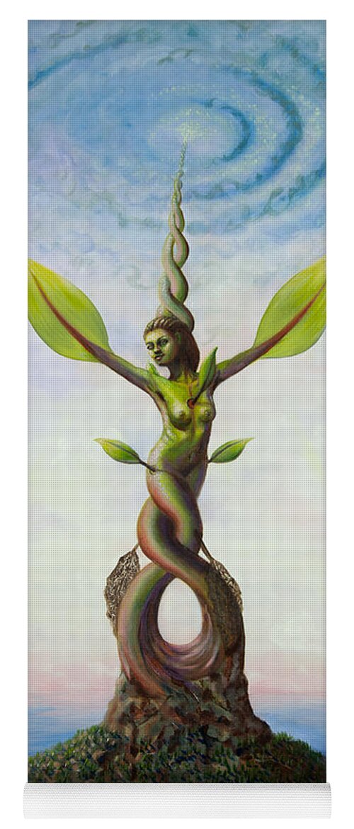 Goddess Yoga Mat featuring the painting Green Goddess of New Growth by Shelley Irish