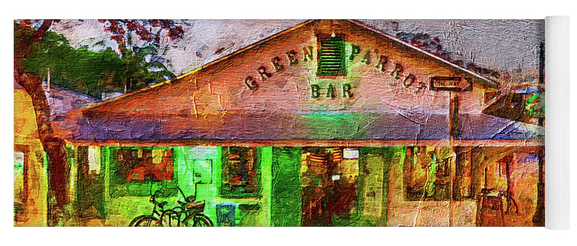 Green Parrot Bar Yoga Mat featuring the painting Green Parrot Bar by Jon Neidert