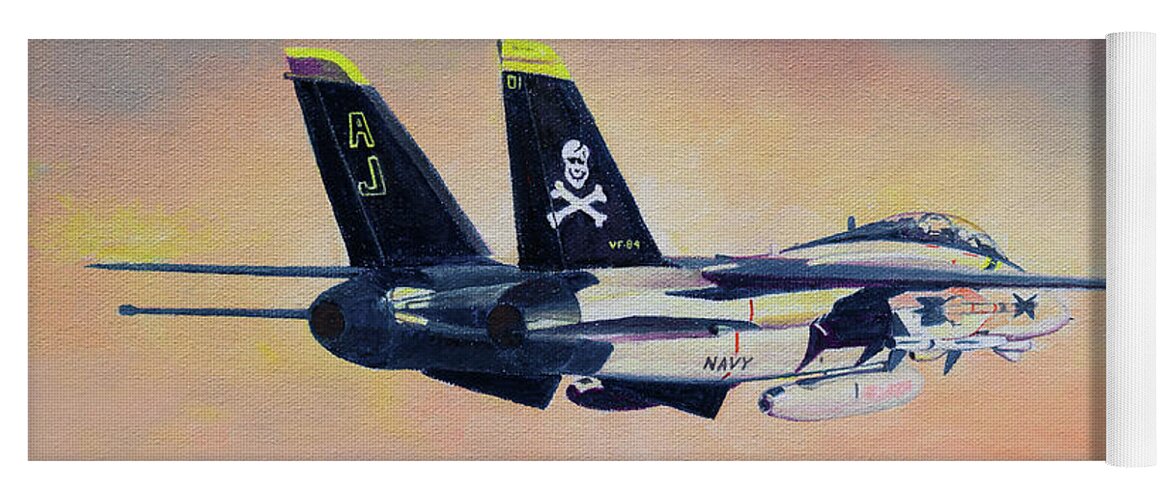 Aviation Art Yoga Mat featuring the painting Grumman F-14A by Douglas Castleman
