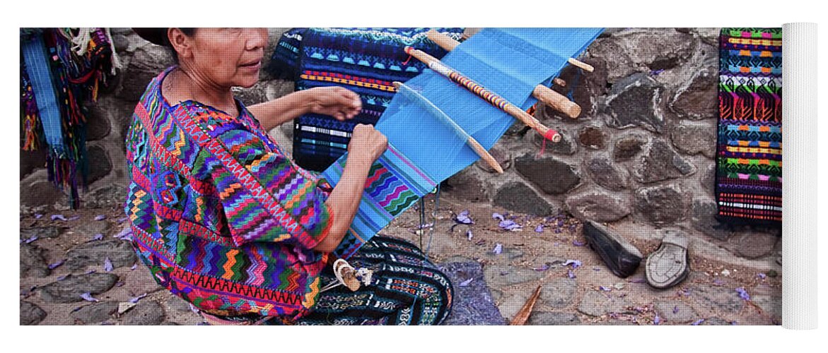 Panajachel Yoga Mat featuring the photograph Guatemalan weaver by Tatiana Travelways