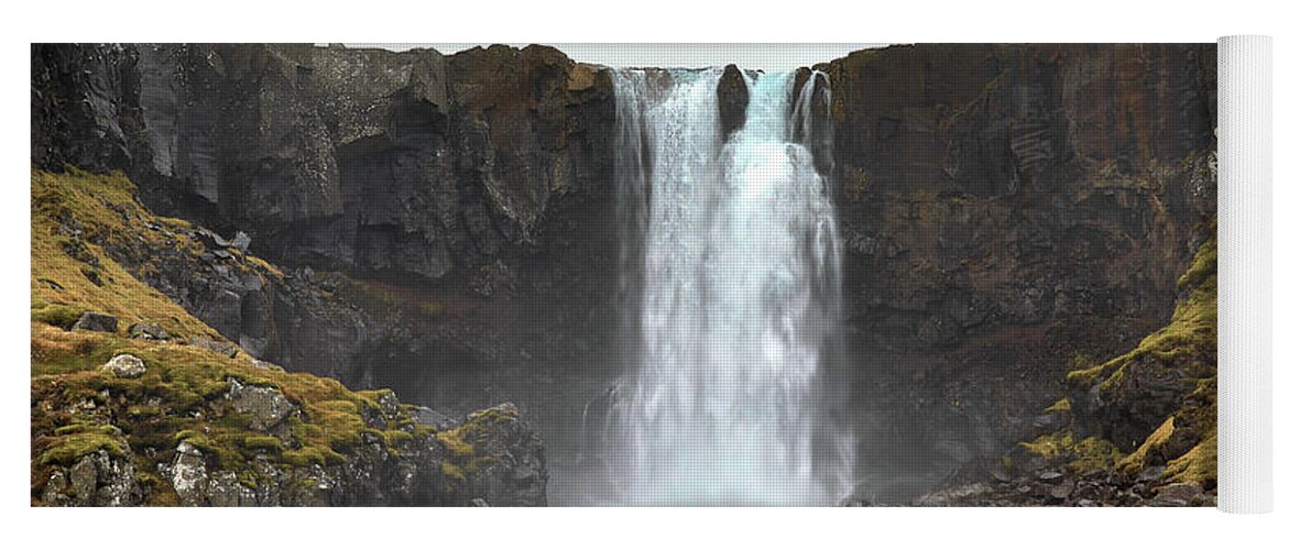 Waterfall Yoga Mat featuring the photograph Gufufoss Waterfall Iceland by Richard Krebs