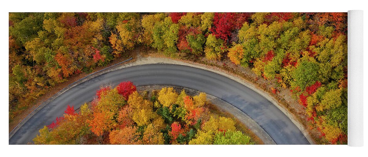 White Mountains Yoga Mat featuring the photograph Hairpin Road NH Fall Foliage by Susan Candelario