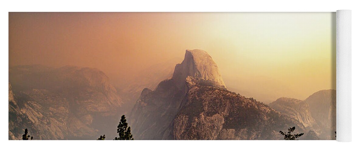 Half Dome Yoga Mat featuring the photograph Half Dome Among the Fires by Cindy Robinson