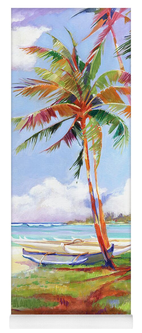 Haliewa Yoga Mat featuring the painting 'Haliewa Palms' by Penny Taylor-Beardow