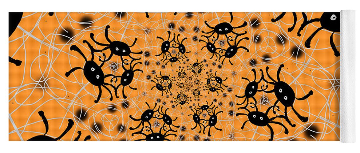 Halloween Yoga Mat featuring the digital art Halloween Spiders Spiral by Eileen Backman