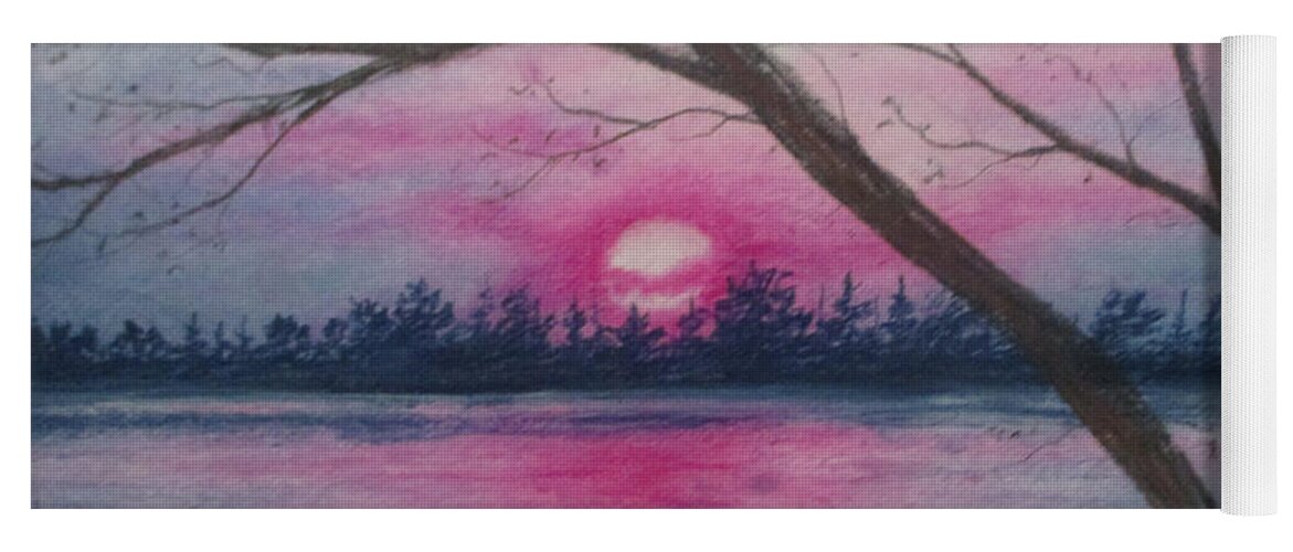 Pink Sunset Yoga Mat featuring the painting Hanging Hearts by Jen Shearer